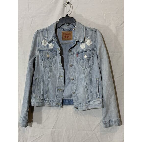 Levi’s Classic Original Denim Trucker Jacket Light Wash Jean Coat Womens M - Picture 3 of 7